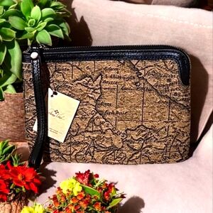 Patricia Nash Canvas Wristlet-‎ World Map